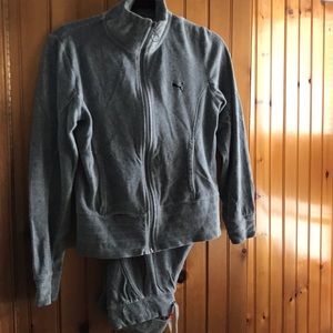 Puma light Gray Velour tracksuit set